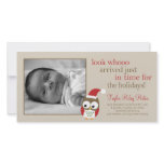 Holiday Owl Baby Birth Announcement Photo Card Template