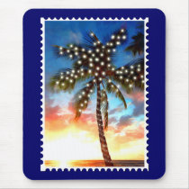 Holiday Palm Tree Lights at Sunset