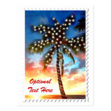 Holiday Palm Tree Lights at Sunset Postcards