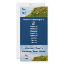 Holiday Party Custom Invitations Blue Sky Poppies Photo Cards