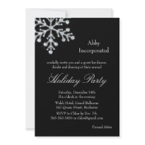 Holiday Party Offset Crystal Snowflake (black) Custom Invite