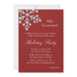 Holiday Party Offset Crystal Snowflake (red) Personalized Invites