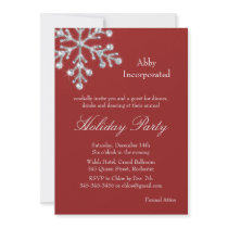Holiday Party Offset Crystal Snowflake (red) Personalized Invites