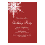 Holiday Party Offset Snowy Red Invitation