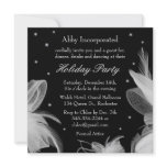 Holiday Party Winter White Feathers Invitation
