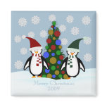 Holiday Penguin Family Christmas Magnet