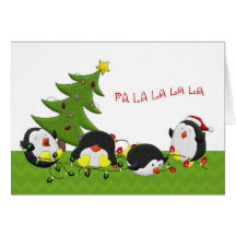 Holiday Penguin Fun Greeting Card
