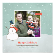 Holiday Photo Card | Winter Snowman Custom Invites