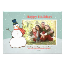 Holiday Photo Card | Winter Snowman Theme Invites