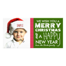Holiday Photo Christmas and New Year Wishes Photo Card Template