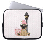 Holiday Pug with present (pink) Laptop Sleeves