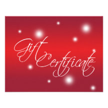Holiday red glow retail business gift certificate personalized invitations