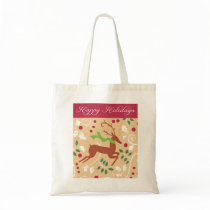Holiday Reindeer Canvas Bags