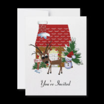 Holiday Reindeer Christmas Invitation Card invitations