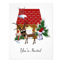 Holiday Reindeer Christmas Invitation Card