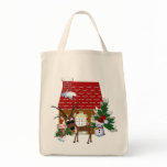 Holiday Reindeer Christmas Tote Bag