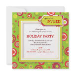 Holiday Retro Red & Green Polka Dot Party invitations