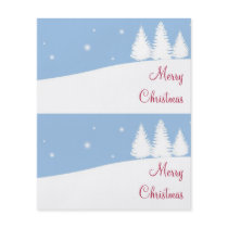 Holiday snow trees large diy gift bag hang tag flyer design