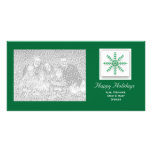 Holiday Snowflake Green Photo Greeting Card