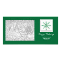 Holiday Snowflake Green Photo Greeting Card
