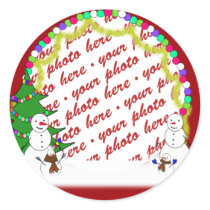 Holiday Snowman Family Photo Frame Stickers