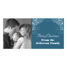 Holiday Swirls Photo Card, Blue