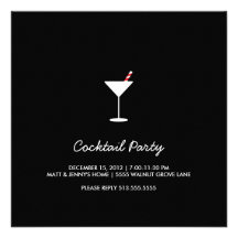 Holiday Swizzle Cocktail Party Invitation Black