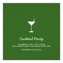 Holiday Swizzle Cocktail Party Invitation Green