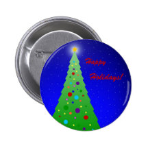 Holiday Tree Button, Happy Holidays!