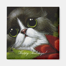 HOLIDAY TUXEDO CAT Magnet