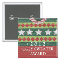 Holiday Ugly Sweater Party Contest Winner Award Pinback Button