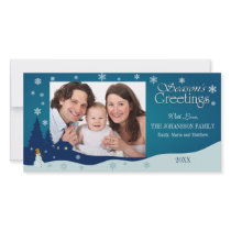 Holiday Winter Landscape with Snowman Photo Cards