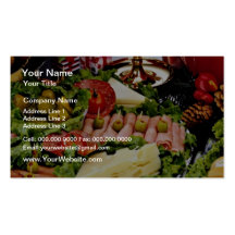 Holiday with deli platter, punch bowl and poinsett business card templates