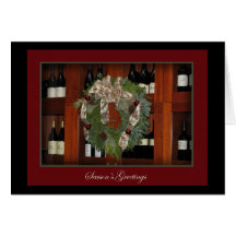 Holiday Wreath and Wine Card