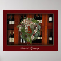 Holiday Wreath and Wine Print