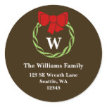 Holiday Wreath Monogram Christmas Address Labels