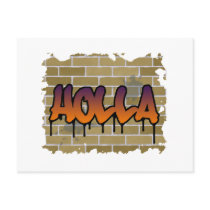 holla graffiti design postcards