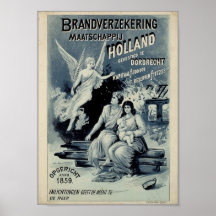 Holland Netherlands Fire Insurance Vintage Poster