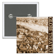 Hollar's Globe Theatre Long View of London Pinback Buttons