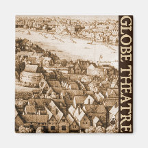 Hollar's Globe Theatre Long View of London Fridge Magnets