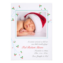 Holly and Branches Birth Announcement