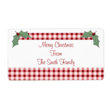 Holly and Gingham Label