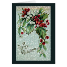 Holly and Mistletoe Vintage Christmas Greeting Cards