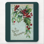 Holly and Mistletoe Vintage Christmas mousepads