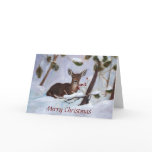 Holly Berry Deer Christmas Card