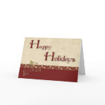 Holly Burgundy Christmas Greeting Greeting Card