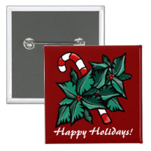 Holly & Candy Cane Pins