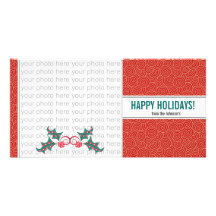 Holly Christmas Photo Card {4 x 8}