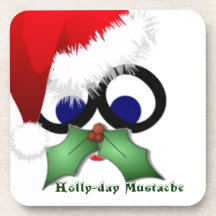 Holly-day mustache Coaster Set