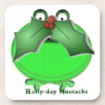 Holly-day mustache Coaster Set
